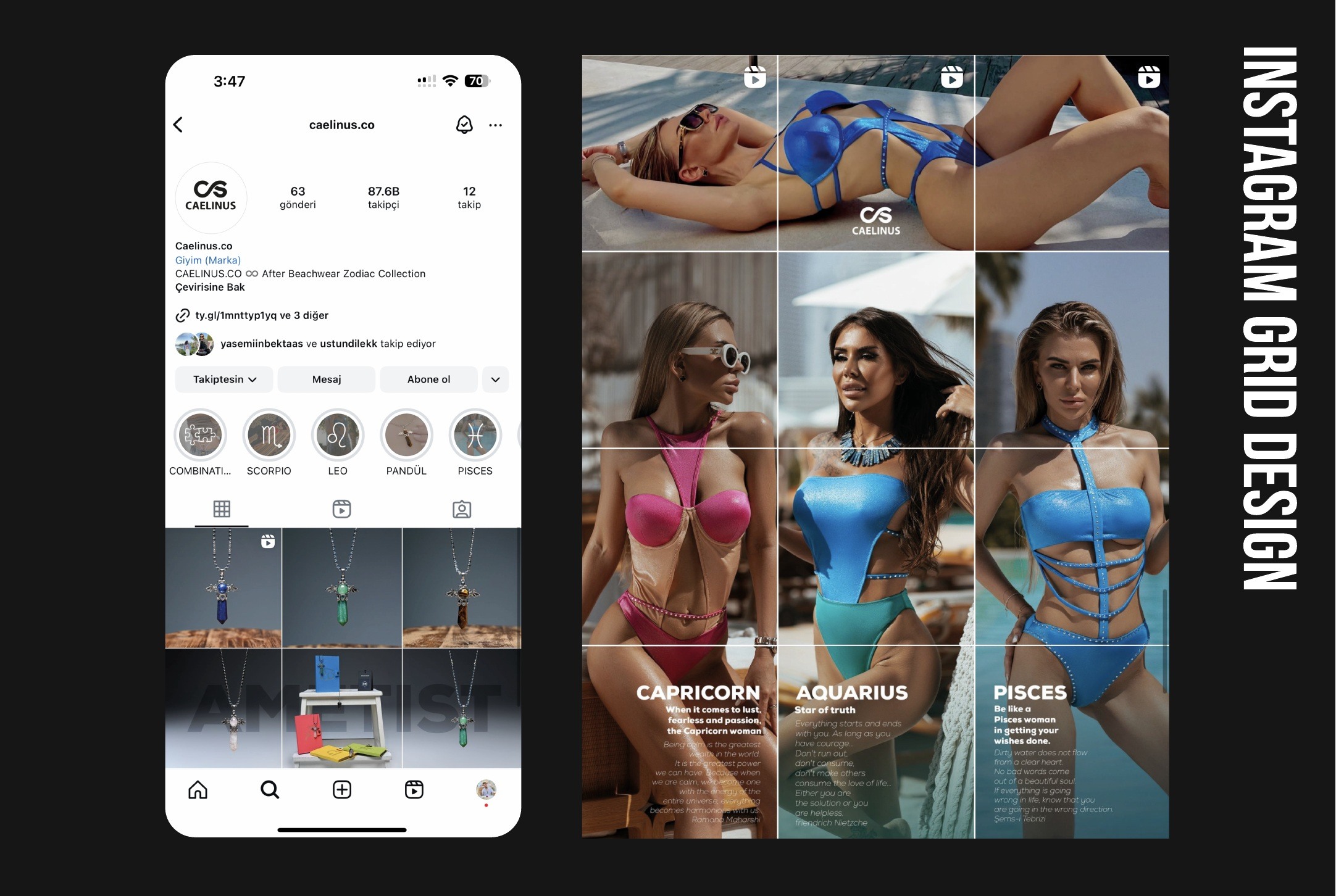 Caelinus social media design and Instagram content portfolio