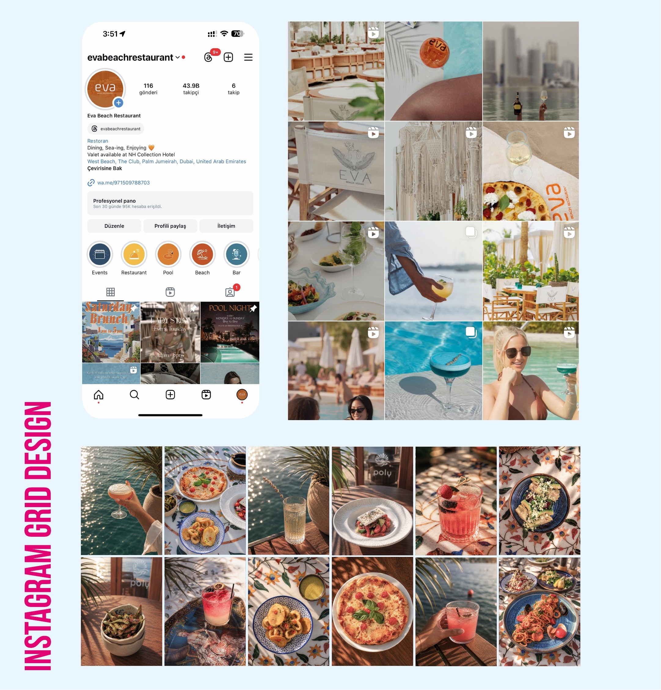 Eva Beach House social media design and Instagram content portfolio